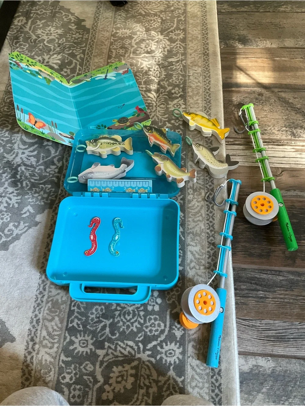 Melissa & Doug Bright Turquoise Kids Fishing Tackle Playset